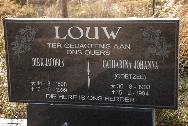 LOUW Dirk Jacobus 1898-1999 & Catharina Johanna COETZEE 1903-1994