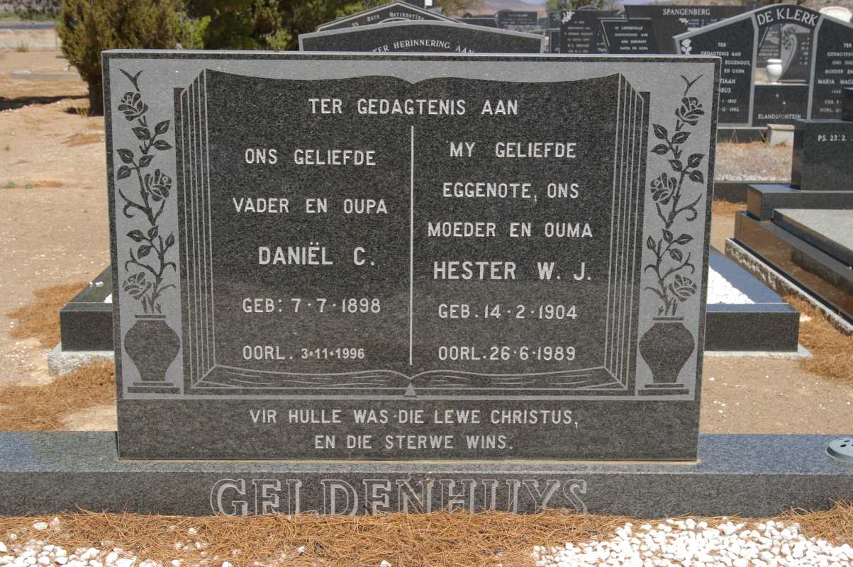 GELDENHUYS Daniël C. 1898-1996 & Hester W.J. 1904-1989