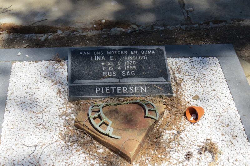 PIETERSEN Lina E. nee PRINSLOO 1920-1995