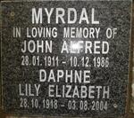MYRDAL John Alfred 1911-1986 & Daphne Lily Elizabeth 1918-2004