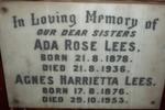 LEES Agnes Harrietta 1876-1953 :: LEES Ada Rose 1878-1936
