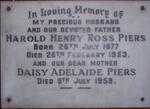 PIERS Harold Henry Ross 1877-1953 & Daisy Adelaide -1959