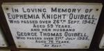 QUIBELL George Thomas -1955 & Euphemia Knight -1942