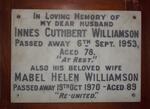 WILLIAMSON Innes Cuthbert -1953 & Mabel Helen -1970