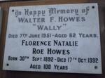HOWES Walter F. -1951 & Florence Natalie Roe 1892-1992