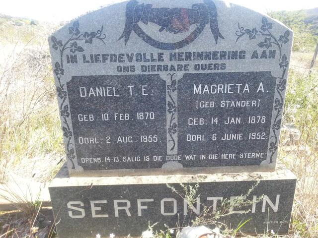 SERFONTEIN Daniel T.E 1870-1955 & Magrieta A. STANDER 1878-1952