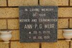 MUIR Ann P.G. 1920-1991