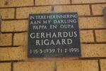 RIGAARD Gerhardus 1939-1991
