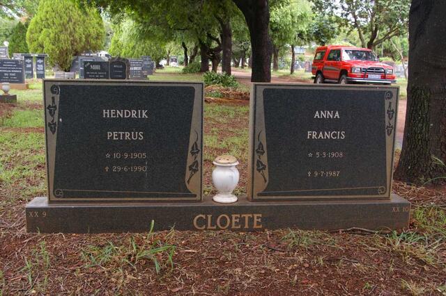 CLOETE Hendrik Petrus 1905-1990 & Anna Francis 1908-1987