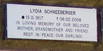 SCHNEEBERGER Lydia 1917-2006