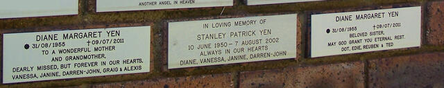 YEN Stanley Patrick 1950-2002 & Diane Margaret 1955-2011