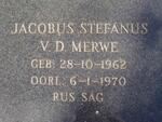 MERWE Jacobus Stefanus, v.d. 1962-1970