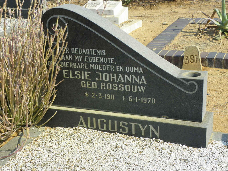 AUGUSTYN Elsie Johanna nee ROSSOUW 1911-1970