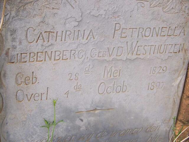 LIEBENBERG Cathrina Petronella nee V.D. WESTHUIZEN 1829-1897