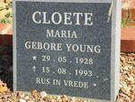CLOETE Maria nee YOUNG 1928-1993
