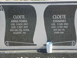 CLOETE Johannes 1904-1983 & Anna Maria 1907-1999