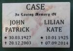 CASE John Patrick 1927-2003 & Lilian Kate 1925-2014