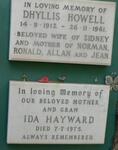 HOWELL Dhyllis 1912-1961 :: HAYWARD Ida -1975