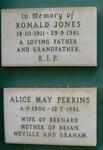 JONES Ronald 1911-1981 :: PERRINS Alice May 1906-1981