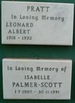 PRATT Leonard Albert 1918-1992 :: PALMER-SCOTT Isabelle 1907-1991