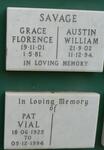 SAVAGE Austin William 1902-1994 & Grace Florence 1901-1981 :: VIAL Pat 1925-1994