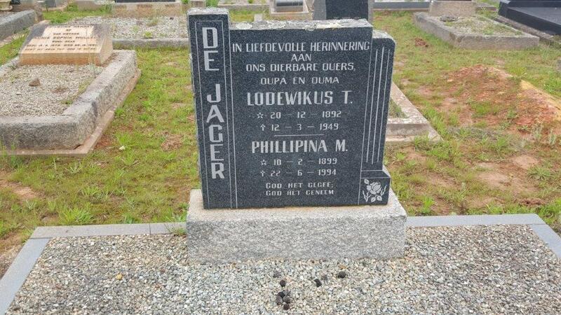JAGER Lodewikus T., de 1892-1949 & Phillipina M. 1899-1994