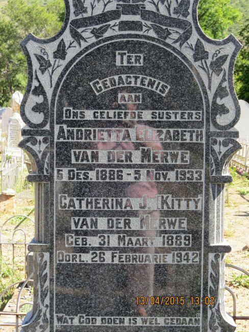 MERWE Andrietta Elizabeth, van der 1886-1933 :: VAN DER MERWE Catherina J. 1889-1942