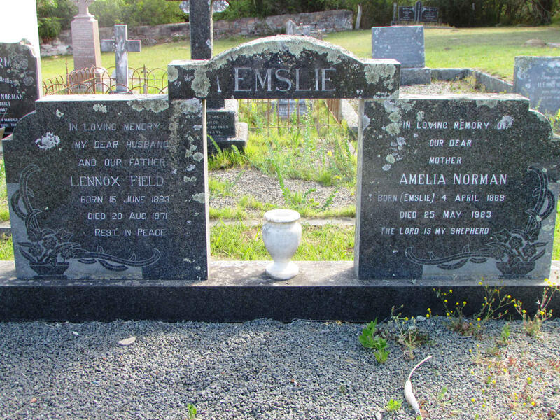 EMSLIE Lennox Field 1883-1971 & Amelia Norman EMSLIE 1889-1983