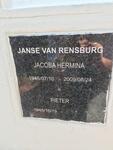 RENSBURG Pieter, Janse van 1945- & Jacoba Hermina 1946-2009