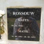ROSSOUW Matty 1926- :: ROSSOUW Matie 1961-2015