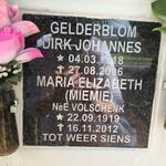 GELDERBLOM Dirk Johannes 1918-2006 & Maria Elizabeth VOLSCHENK 1919-2012