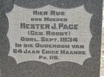 PAGE Hester J. nee ROODT -1934