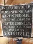 FOURIE Martin Rudolph 1927-2011 & Hester Cornelia 1927-2011