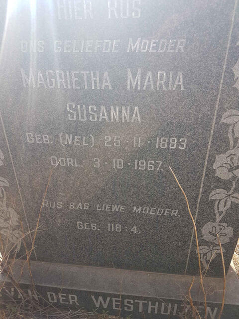 WESTHUIZEN Magrietha Maria Susanna, van der nee NEL 1883-1967
