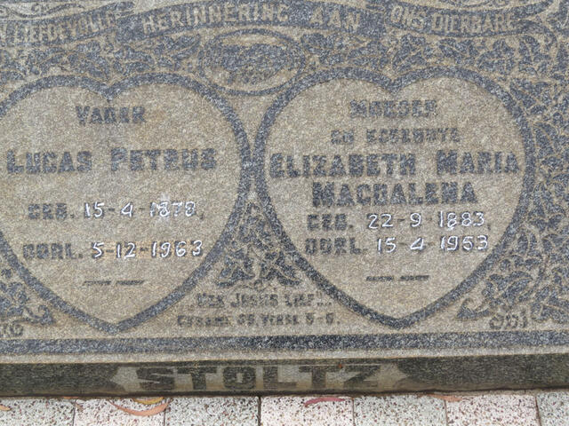 STOLTZ Lucas Petrus 1878-1963 & Elizabeth Maria Magdalena 1883-1953
