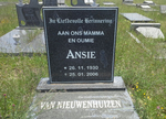 NIEUWENHUIZEN Ansie, van 1930-2006