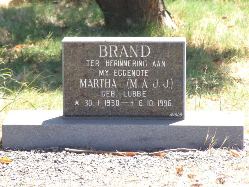 BRAND Martha M.A.J.J. LUBBE 1930-1996