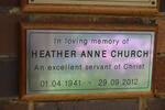 CHURCH Heather Anne 1941-2012