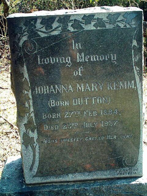 KEMM Johanna Mary nee DUTTON 1884-1937