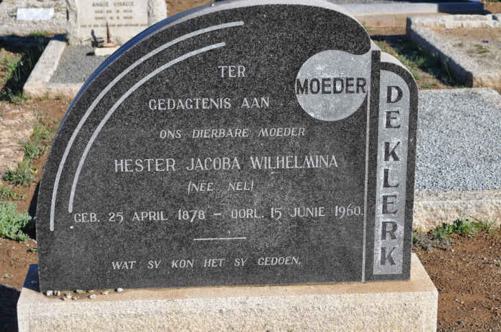 KLERK Hester Jacoba Wilhelmina, de nee NEL 1878-1960