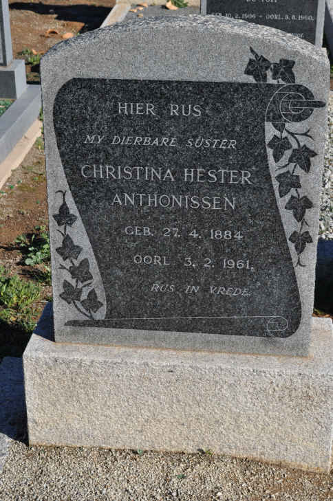 ANTHONISSEN Christina Hester 1884-1961
