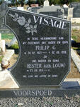 VISAGIE Philip G. 1927-1998 & Hester LOUW 1931-
