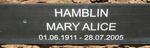 HAMBLIN Mary Alice 1911-2005