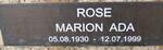 ROSE Marion Ada 1930-1999
