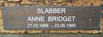 SLABBER Anne Bridget 1986-1989