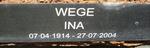 WEGE Ina 1914-2004
