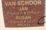 SCHOOR Jan, van 1946-2010 & Susan 1950-2013