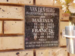 BERG Marinus, van den 1921-2007 & Francis 1923-2015