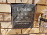 HANEKOM J.S. 1915-2007