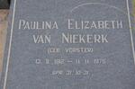 NIEKERK Paulina Elizabeth, van nee VORSTER 1912-1976